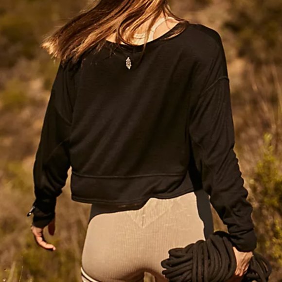 Free People FP Movement Set The Pace Layer Long Sleeve Crop Top - Picture 3 of 9